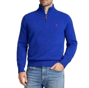 POLO by Ralph Lauren Blue Knit Half-Zip Sweater Men's 100% Cotton XXL